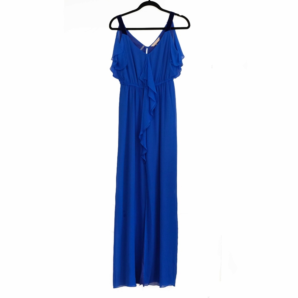 Rebecca Taylor blue silk ruffle maxi dress. Size 2
